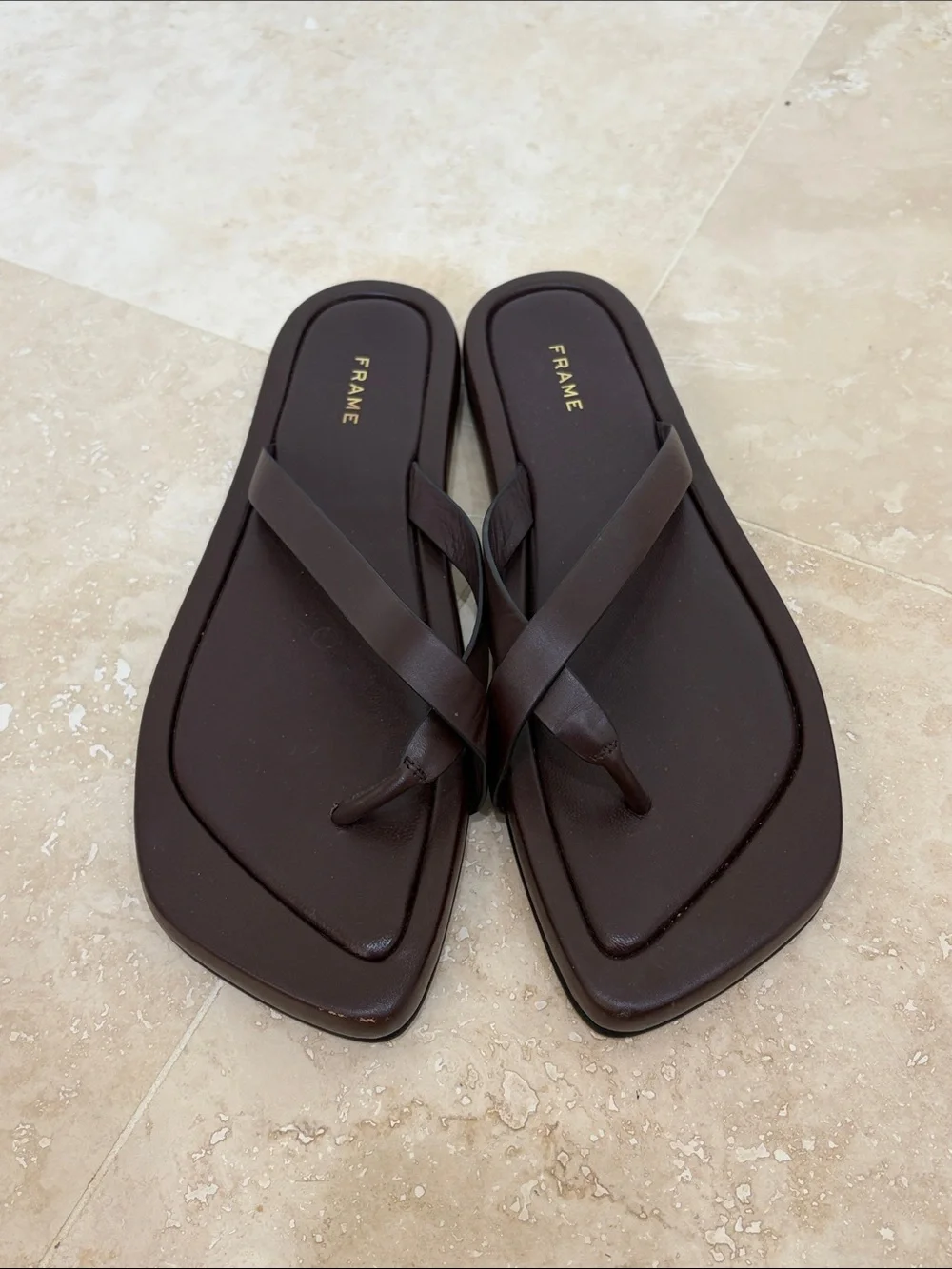 Frame Le Montauk Chocolate Brown Leather Cross Sandals Size 38
